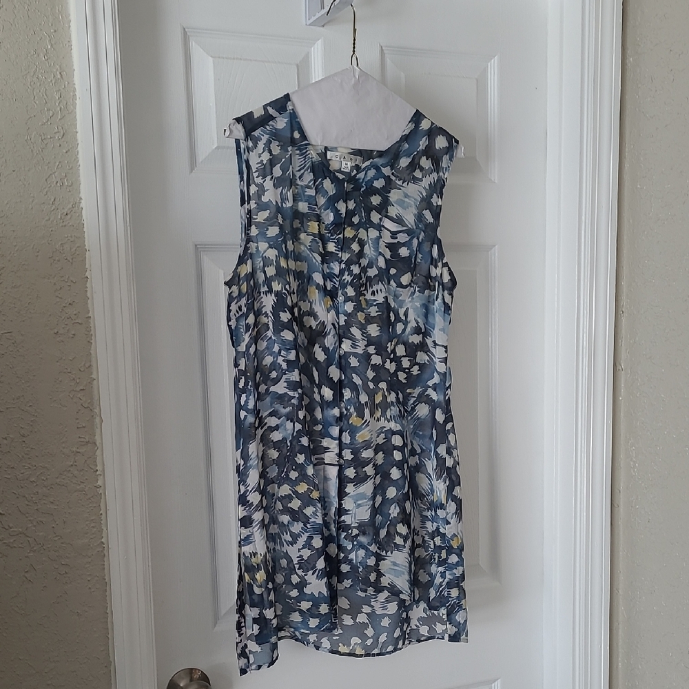 CAbi Avery 416 Navy and White Sheer Patterned Top Size Medium